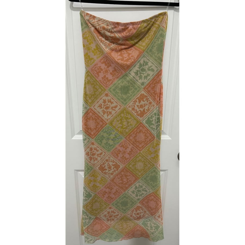 Whimsical Patchwork Maxi Dress Strapless Boho romance cottagecore simple girl‎